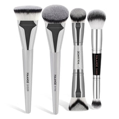 MAANGE 4pcs Makeup Brushes 2pcs Dual-ended Concealing Blush Brushes 2pcs Flat Top Angled Foundation Brushes Kit