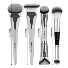 MAANGE 4pcs Makeup Brushes 2pcs Dual-ended Concealing Blush Brushes 2pcs Flat Top Angled Foundation Brushes Kit