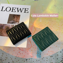 Leather Pleated Design Wallet for Women