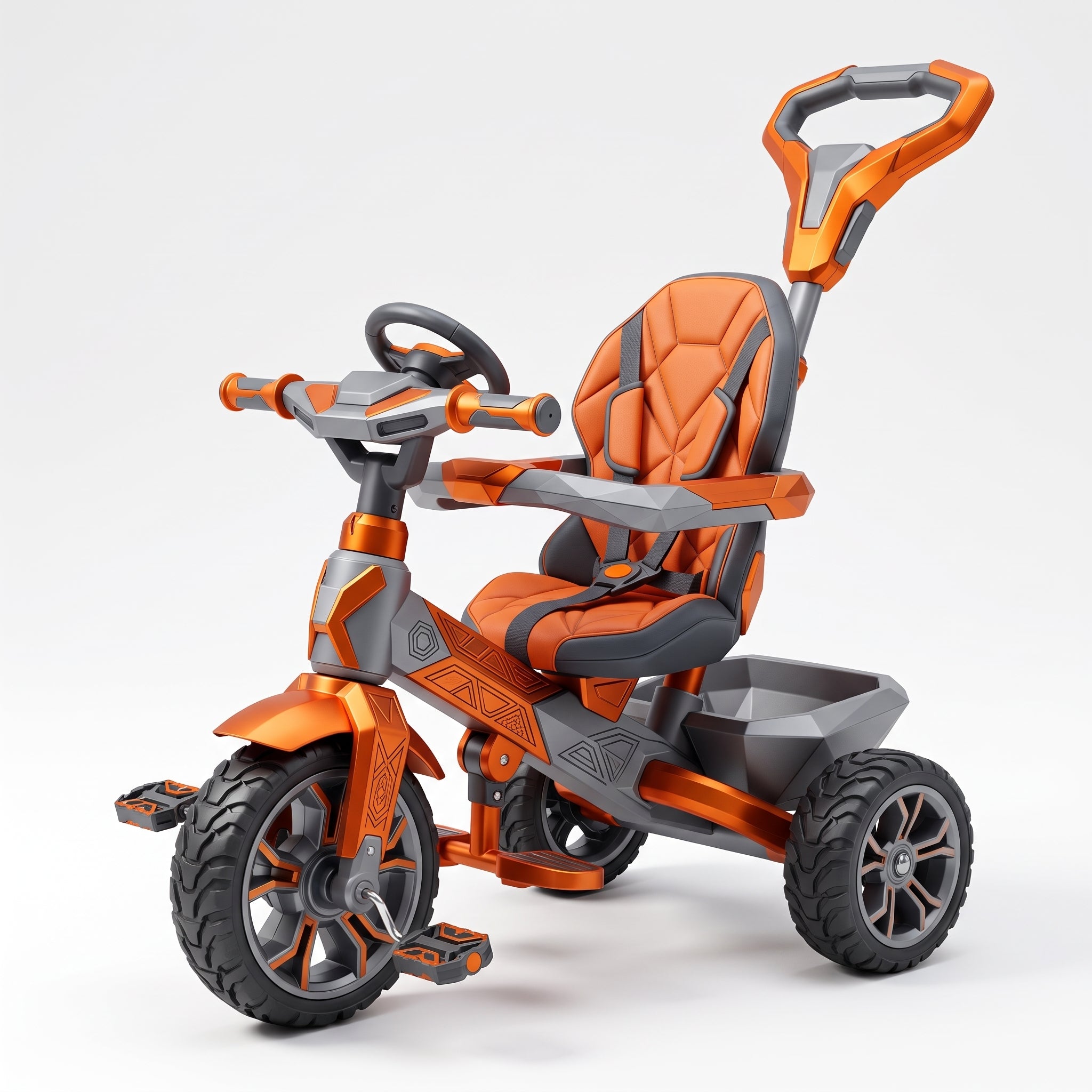 Kids’ 3-Wheel Tricycle with Parent Push Handle