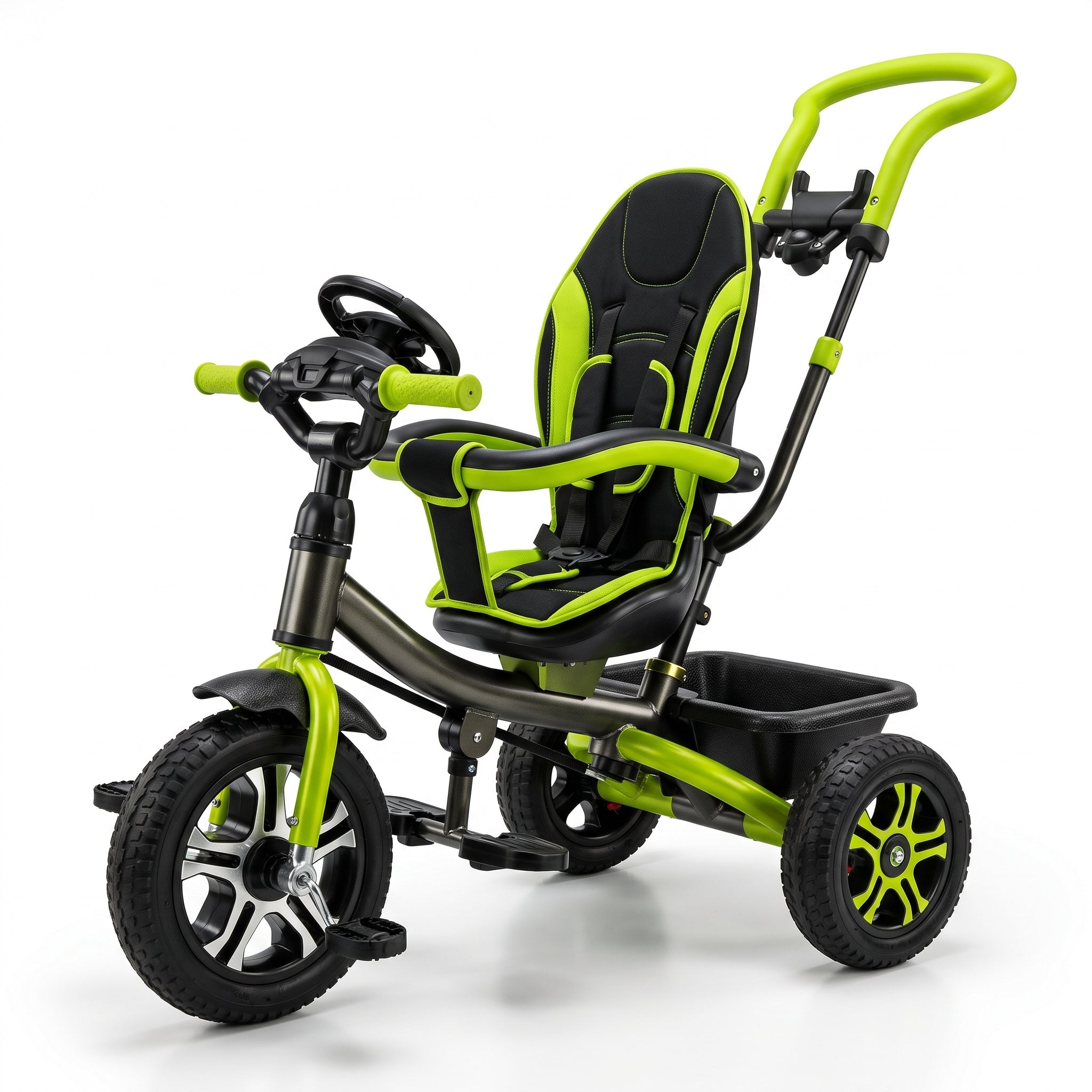 Kids’ 3-Wheel Tricycle with Parent Push Handle
