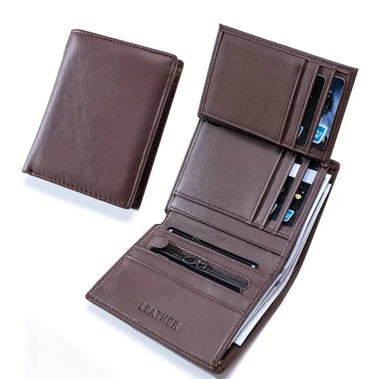 Men's Genuine Leather Wallets Coin Purse Vintage Vertical Short