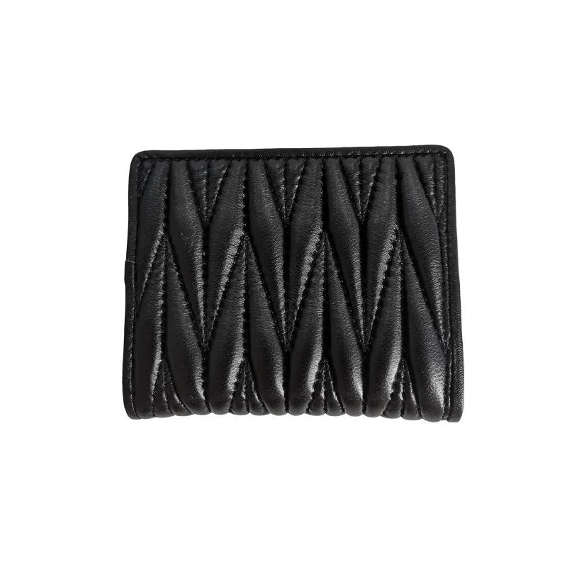 Leather Pleated Design Wallet for Women