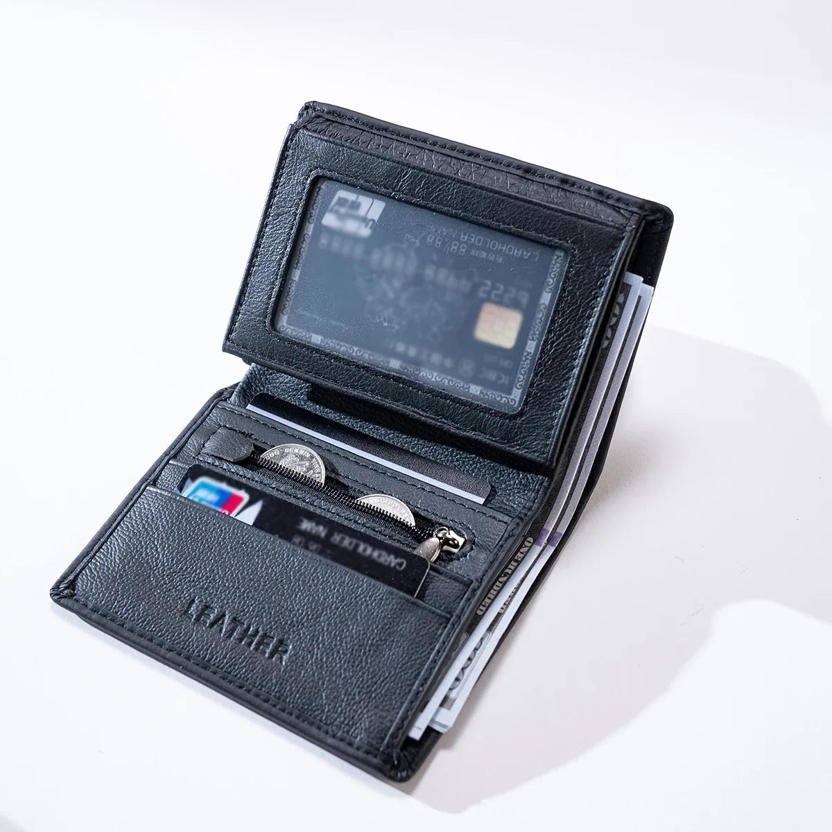 Men's Genuine Leather Wallets Coin Purse Vintage Vertical Short