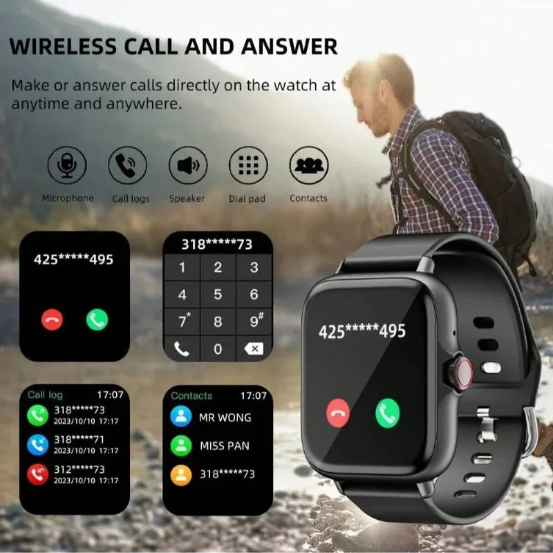 New smartwatch for men and women,  rotating button, Bluetooth response, fitness and sports watch