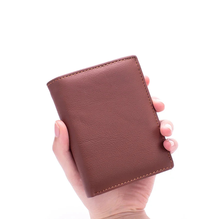 Men's Genuine Leather Wallets Coin Purse Vintage Vertical Short