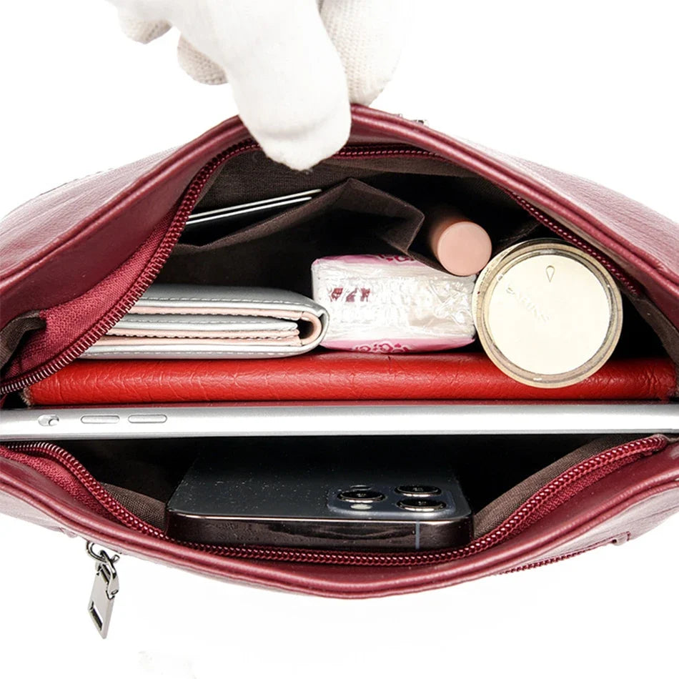 Luxury Designer Female Leather Purse and Handbag