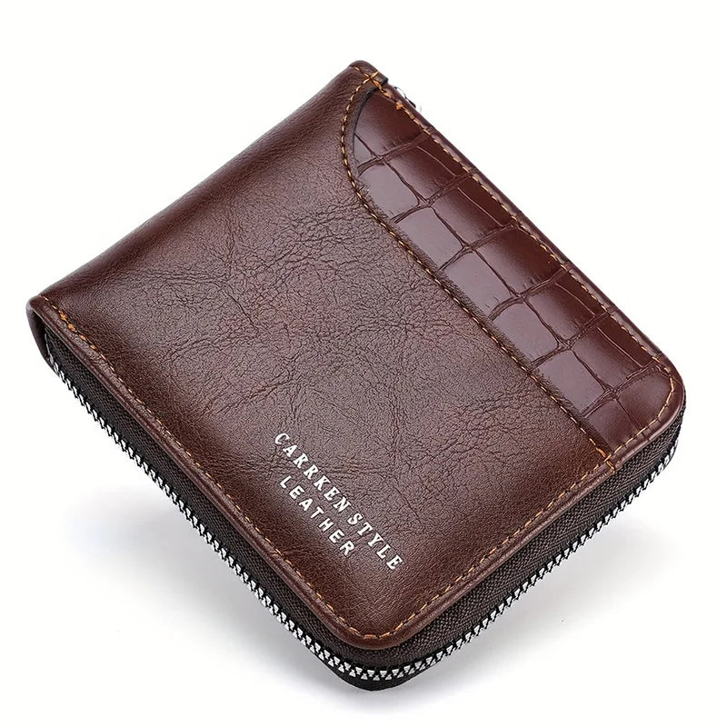 Men’s Leather Wallet Luxury Purse Zipper Card Holders
