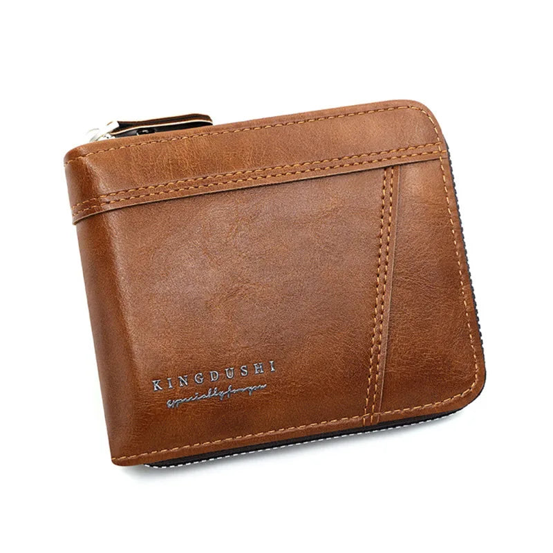 Men’s Leather Wallet Luxury Purse Zipper Card Holders