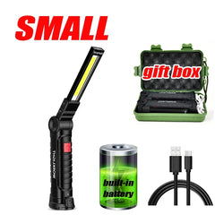 USB Rechargeable LED Flashlight With Magnetic Hook Power Bank 18650 Battery Torch