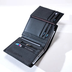 Men's Genuine Leather Wallets Coin Purse Vintage Vertical Short