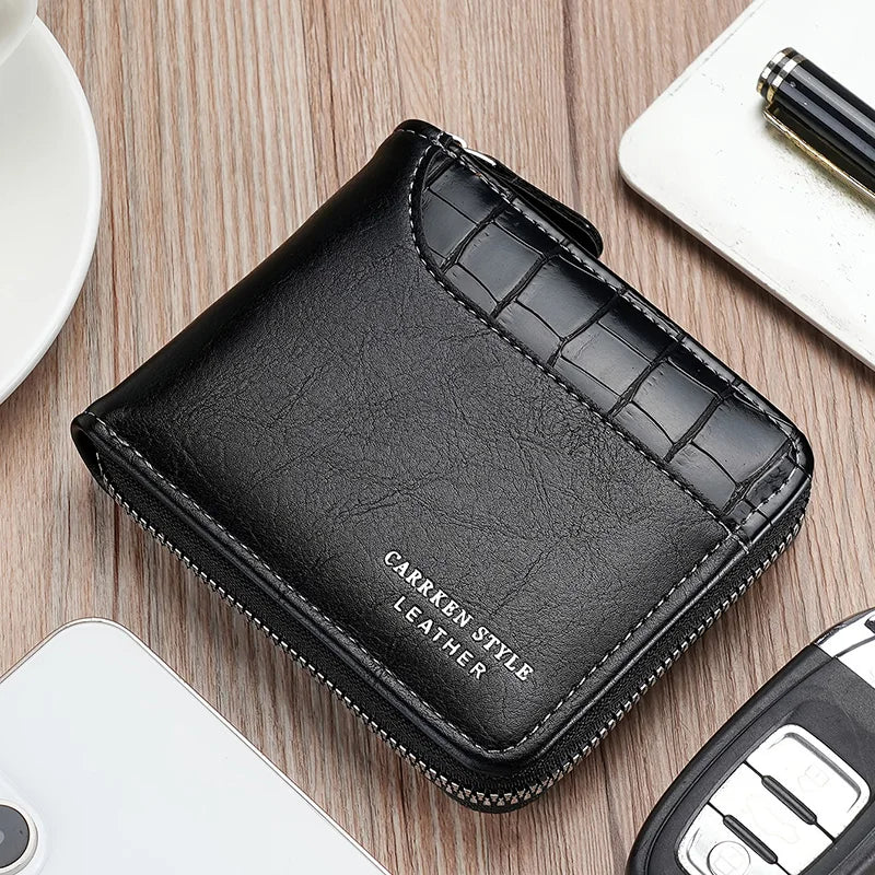 Men’s Leather Wallet Luxury Purse Zipper Card Holders