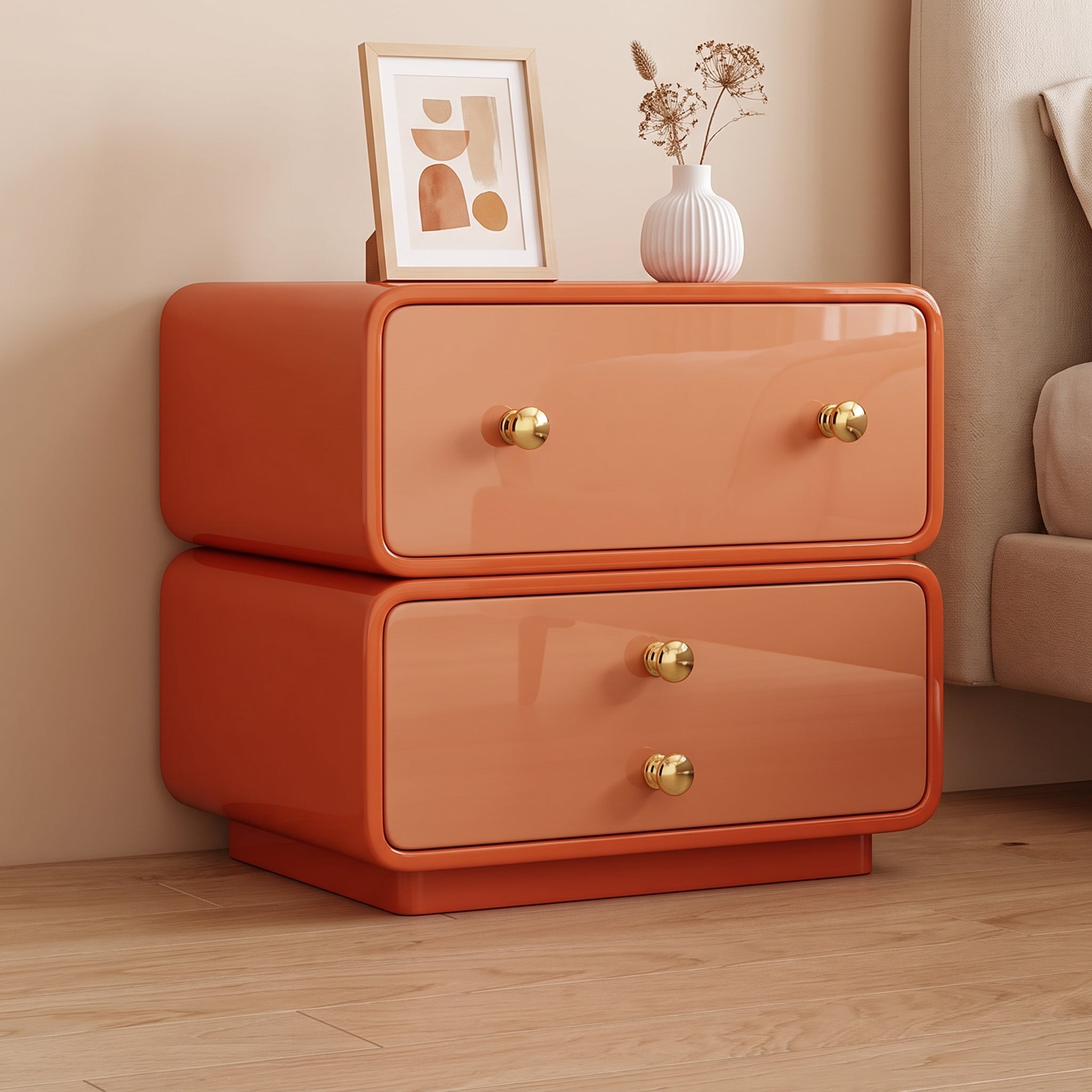 Modern Bedside Table with Storage Drawers