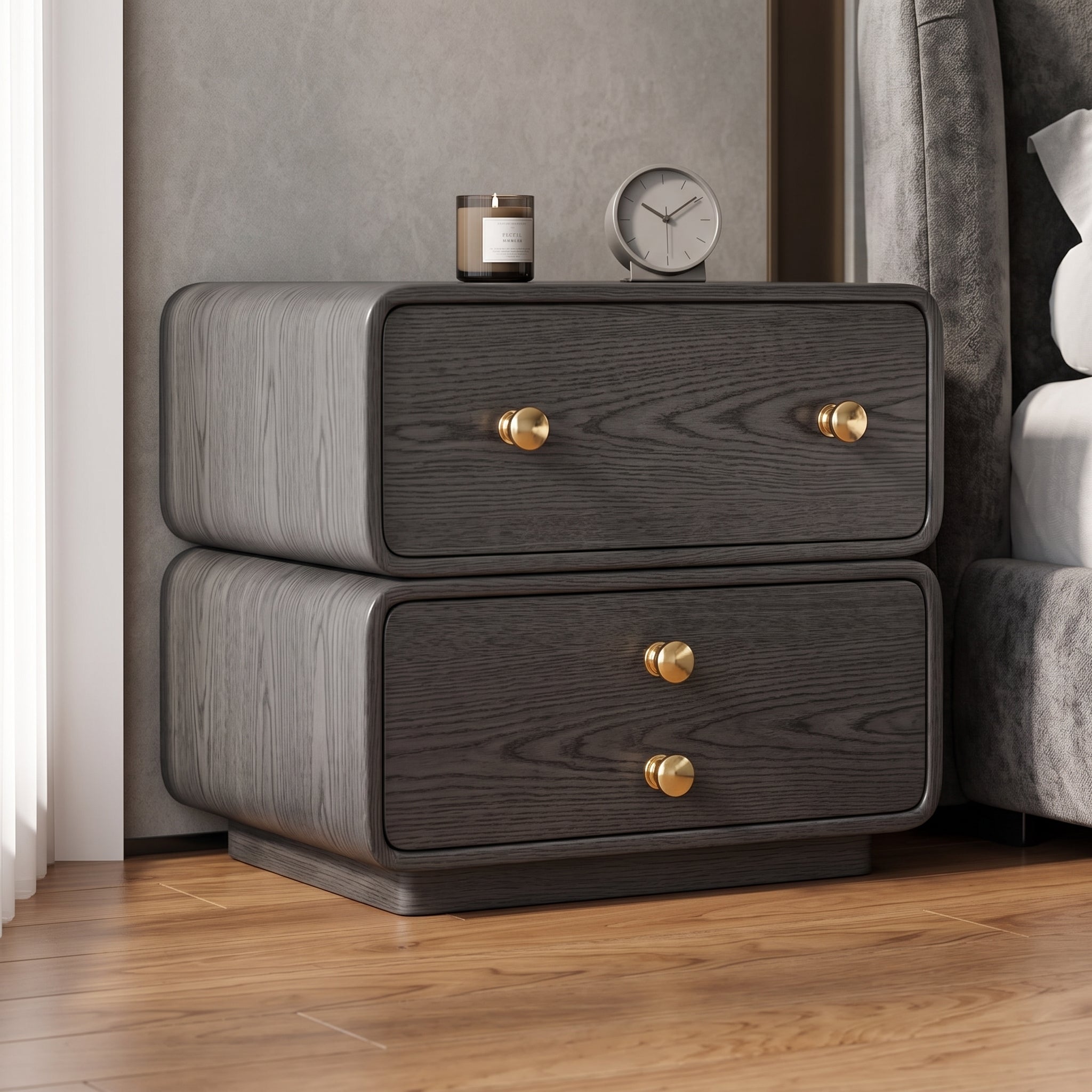 Modern Bedside Table with Storage Drawers