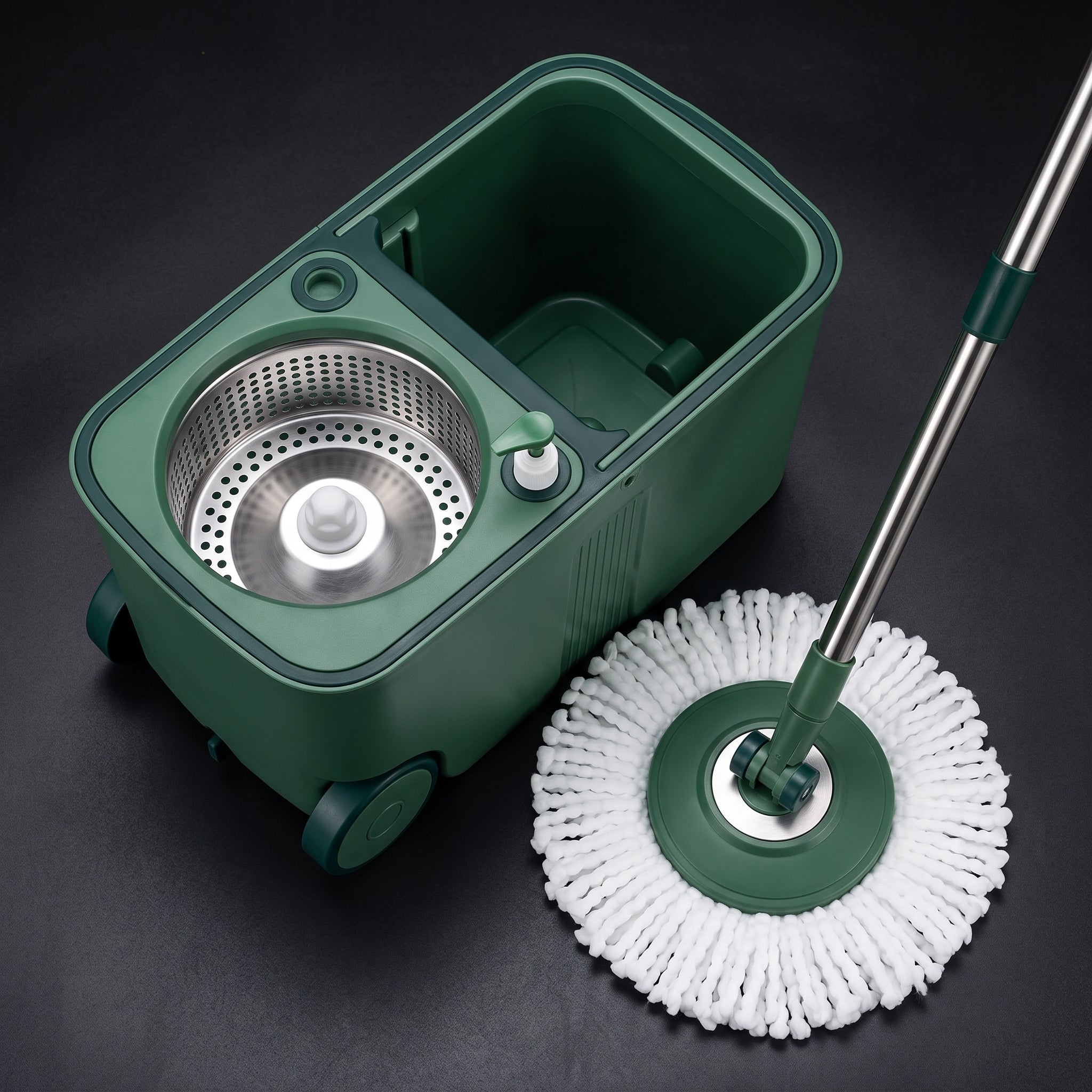 Spin Mop & Wheeled Bucket Set – Easy Hands-Free Cleaning