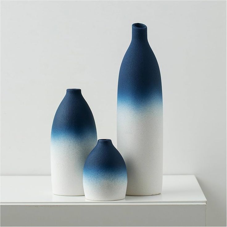 Blue & White Ceramic Decorative Vase Set